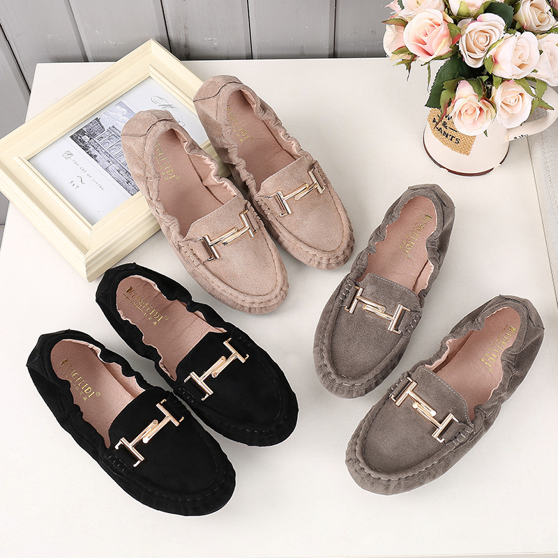 Mocasines para mujer 2023 primavera y verano nuevo estilo coreano deslizamiento-en mujeres embarazadas planas 41-43 más tamaño rollo de huevo antideslizante bombas