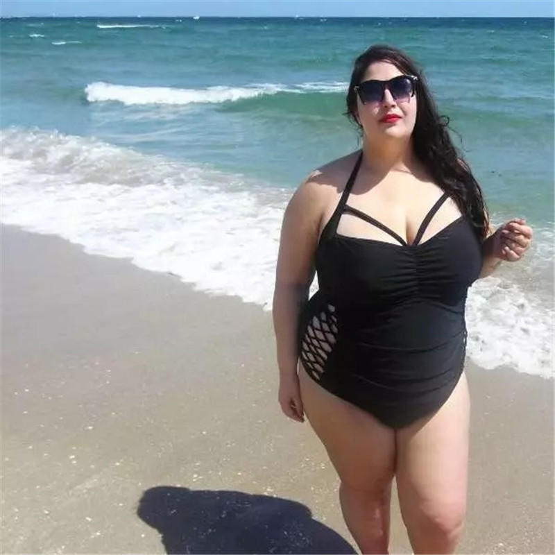 欧美新款女士连体泳衣大码加肥交叉系带性感速卖通连体泳装bikini