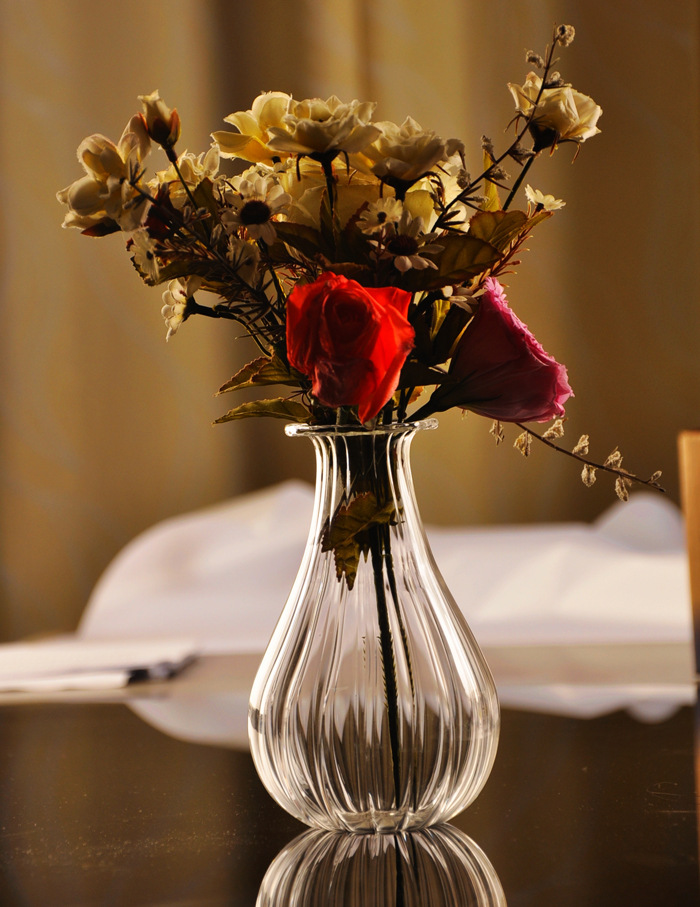 Jarrón de vidrio transparente simple mxmade Jacinto florero a rayas flor hidropónica Ware hogar aromaterapia botella adornos