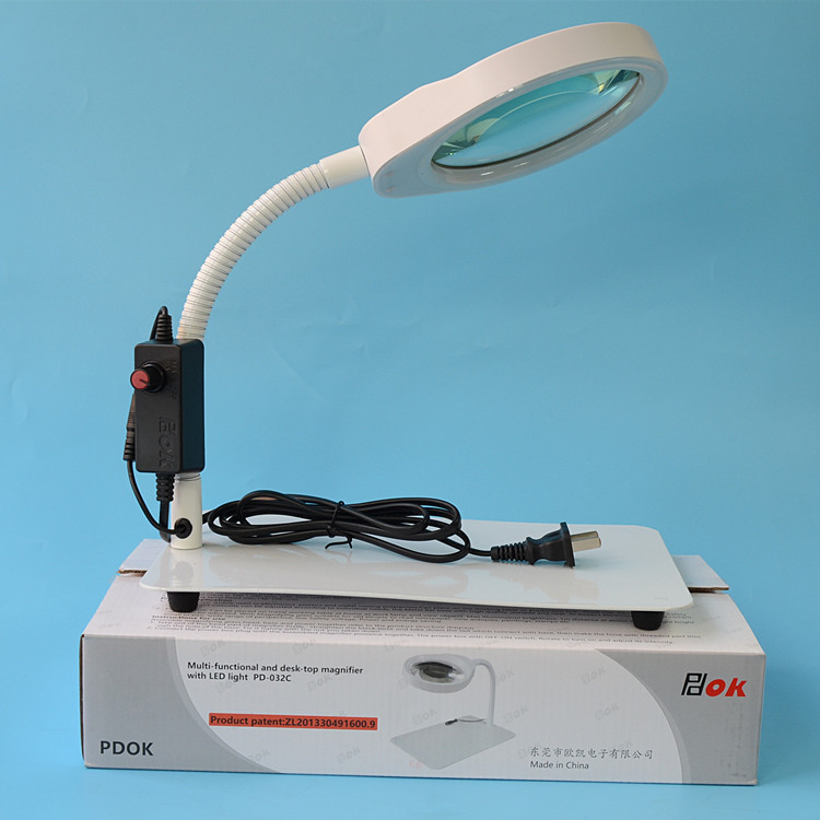 10倍台式带灯放大镜PDOK阅读维修检测LED工作台灯PD-032C工厂直销