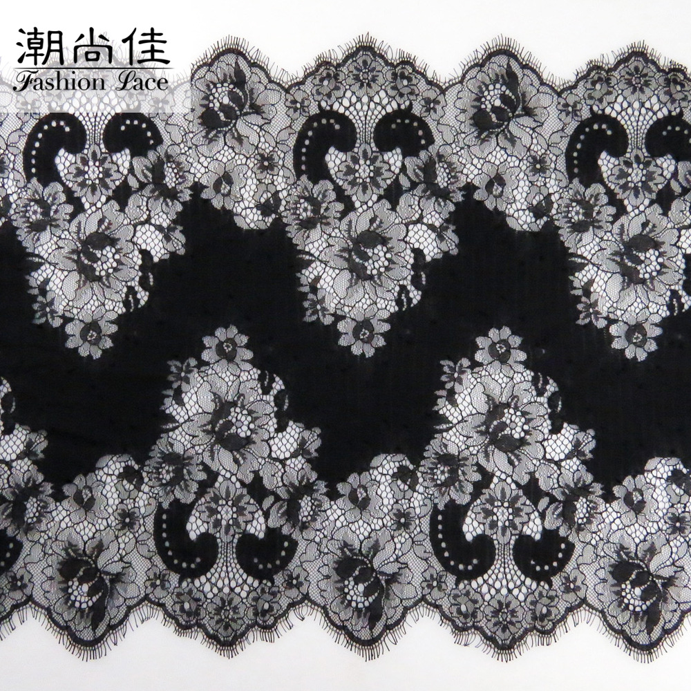 新款43cm波浪拼搭蕾丝花边高品质开发睫毛花边 时尚睡衣辅料花边