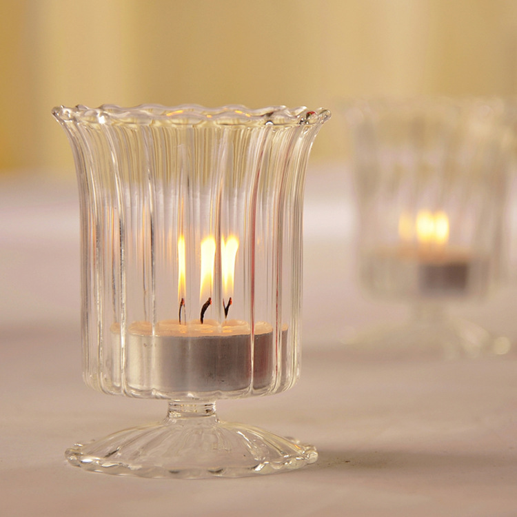 Mxmade estilo europeo patrón de vidrio transparente candelabro romántico y cálido decoración del hogar novia chica amor