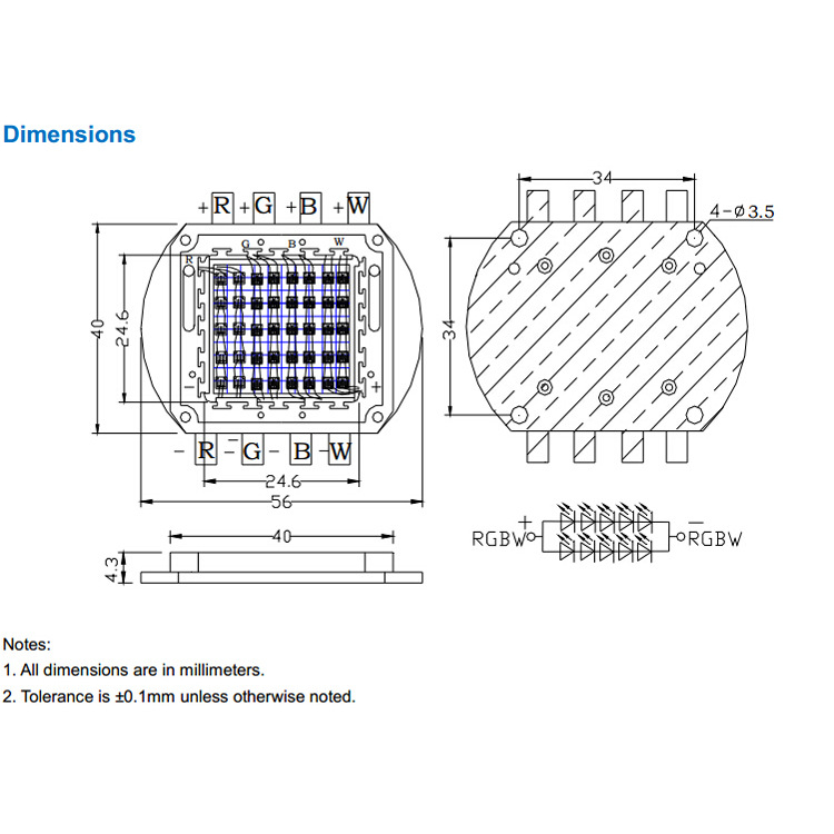 ����RGBW���ɵ��� ����40milоƬ��װLED���� 40WRGBW����