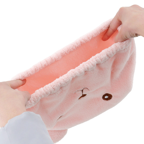 Bear cartoon hair drying cap super absorbent quick-drying hair towel cute coral velvet thickened shower cap drying hair cap wholesale