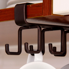 Kitchen hole-free hanging cup rack, utensil drying rack, cabinet clip-style lower hooks, double-row hanging type, invisible hooks