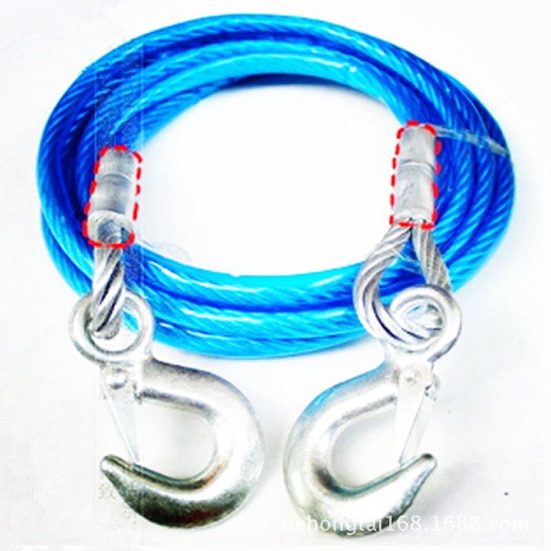 汽车用加粗拖车绳5米7吨钢丝拉车牵引绳越野应急捆绑带强力托车绳