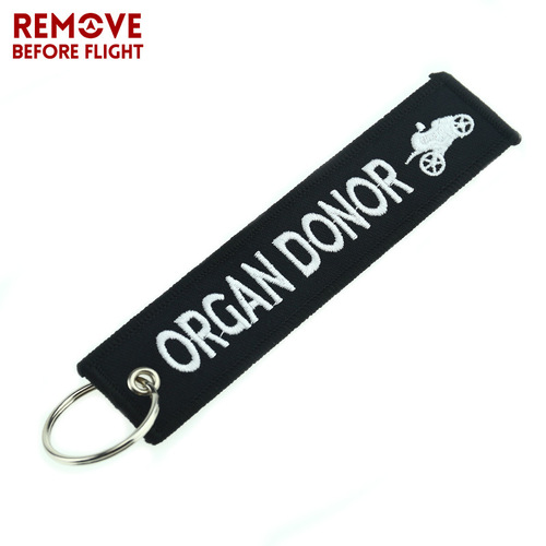 Amazon Personalized Embroidered Motorcycle Keychain with ORGAN DORNOR Black and White Embroidery Keychain