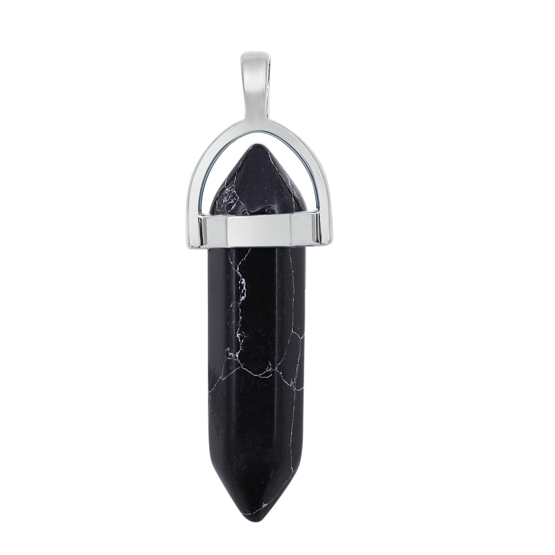 Quartz, organic accessory, hexagonal pendant, bullet, crystal necklace, sweater, European style