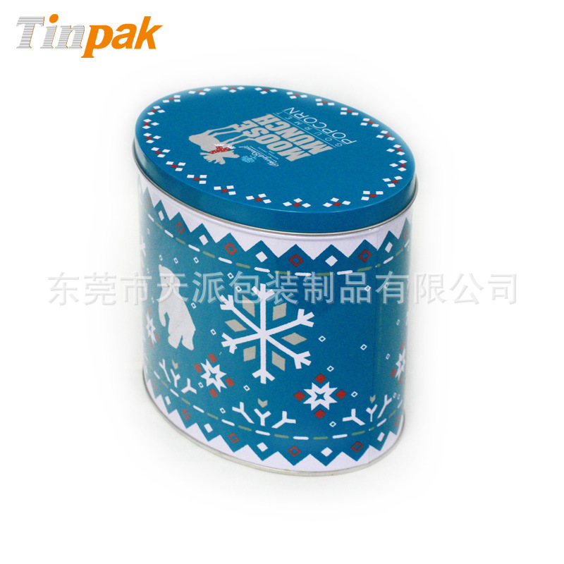 新款大号椭圆形年货糖果包装铁盒 饼干铁盒圣诞礼品铁盒糖果罐