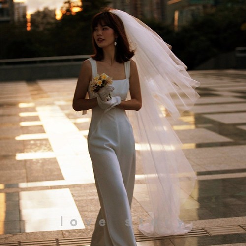 Bride's multi-layered fluffy veil long photography style veil light wedding dress taking photos ultra fairy forest system props hair accessory white