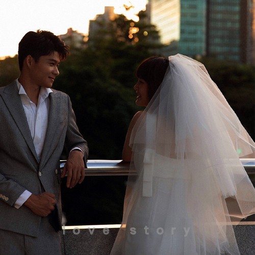 Bride's multi-layered fluffy veil long photography style veil light wedding dress taking photos ultra fairy forest system props hair accessory white