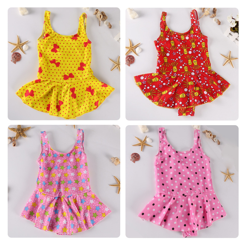 Traje de baño para niñas Vestido de una pieza floral de estilo coreano con tirantes vestido de princesa Linda para bebé y niños traje de baño de vacaciones de primavera caliente