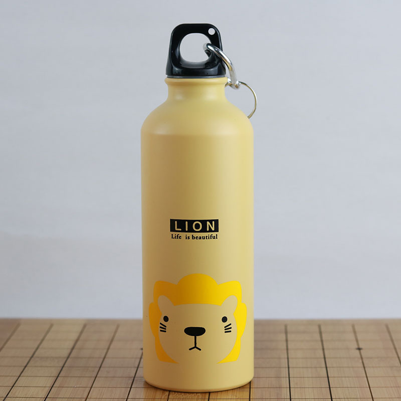 Botella de agua deportiva de aluminio, botella de agua para ciclismo al aire libre, taza de aluminio para regalo, taza publicitaria con diseño coreano de dibujos animados, botella infantil personalizable