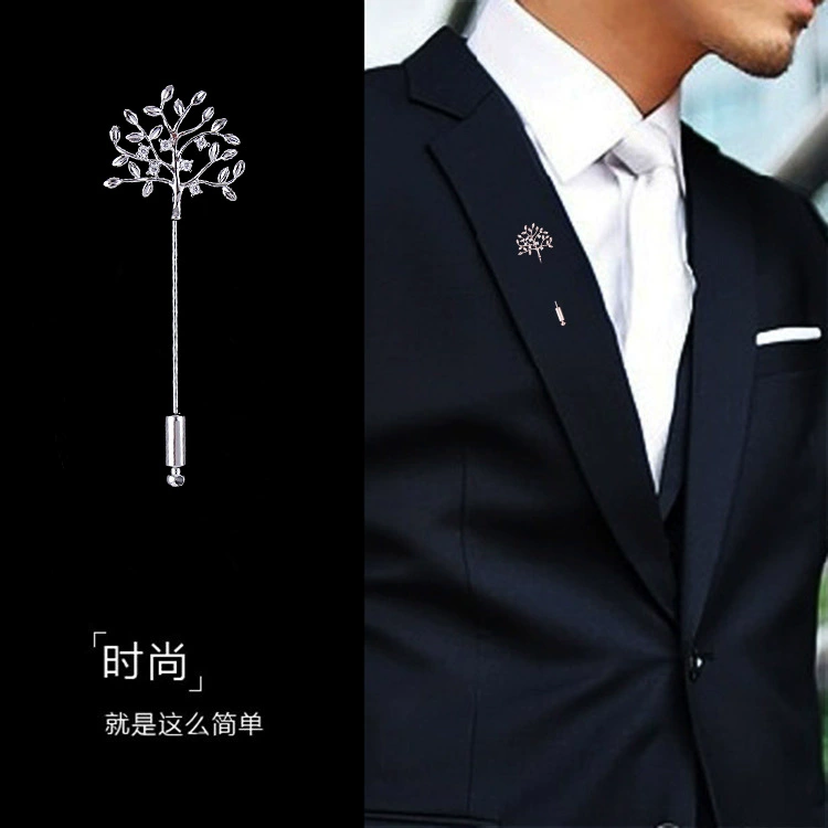 Brooch with zircon, high-end accessory lapel pin, high-quality style, micro incrustation