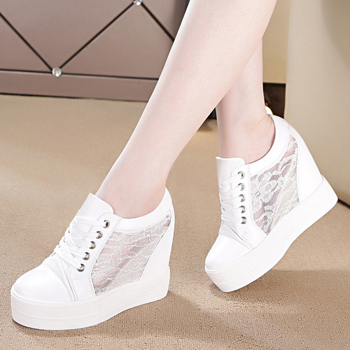  Autumn Women's Shoes New Thick-Soled Casual Sports Student Shoes Lace-Up Heels Single Shoes Women's One Piece Dropshipping