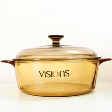 美国康宁晶彩透明玻璃锅VS-32/3.25L煮锅琥珀玻璃锅焖炖锅