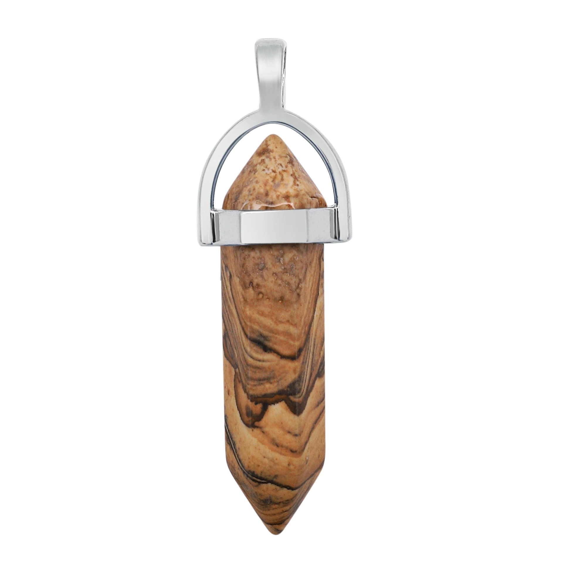 Quartz, organic accessory, hexagonal pendant, bullet, crystal necklace, sweater, European style