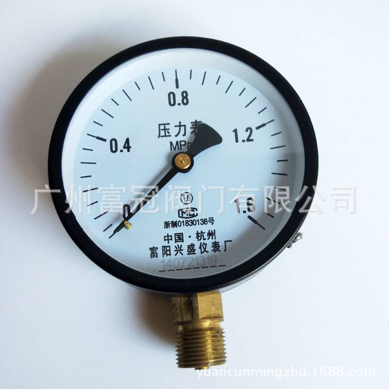 杭州富阳兴盛仪表厂Y100压力表 径向压力表 水压表 螺纹M20*1.5
