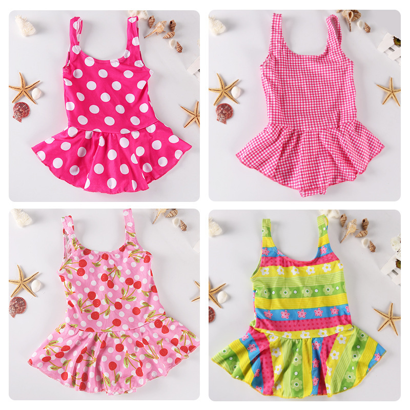 Traje de baño para niñas Vestido de una pieza floral de estilo coreano con tirantes vestido de princesa Linda para bebé y niños traje de baño de vacaciones de primavera caliente