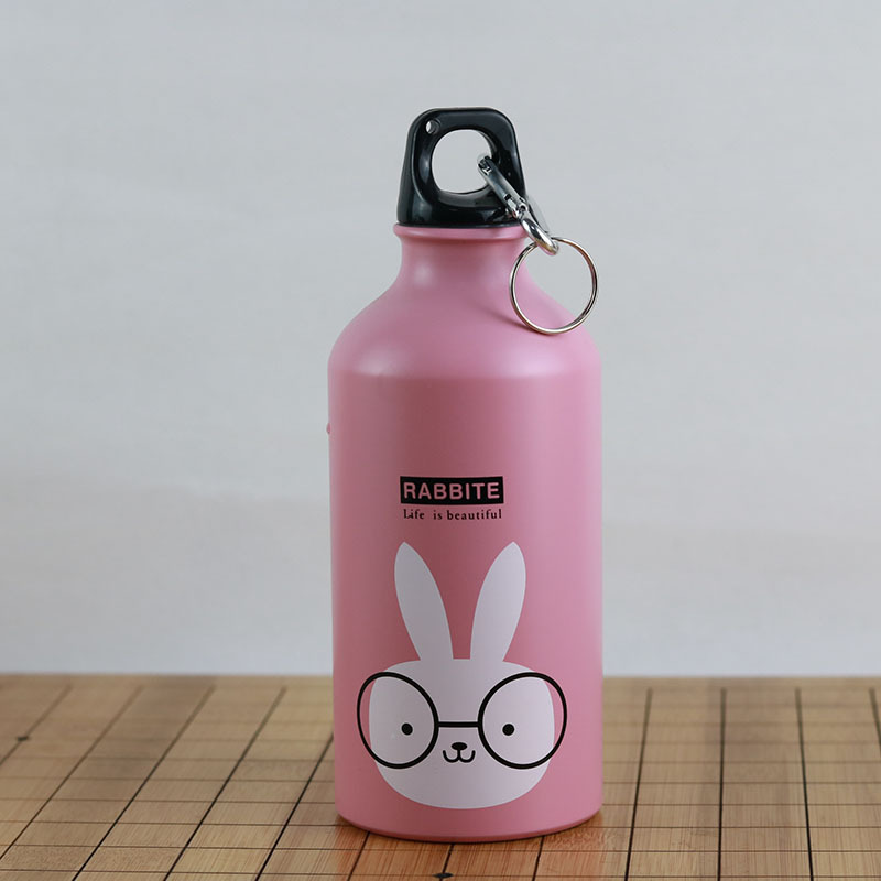 Botella de agua deportiva de aluminio, botella de agua para ciclismo al aire libre, taza de aluminio para regalo, taza publicitaria con diseño coreano de dibujos animados, botella infantil personalizable