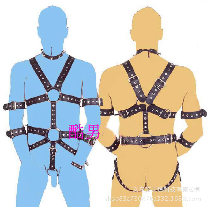 Suministro directo de fábrica juguetes sexuales adultos feroz hombres frescos ropa vinculante mano ropa de cuero etapa rendimiento vinculante correa para el pecho
