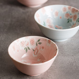 Япония импортированная танцевальная вишня серия серии керамика японской рисовой миски под глазурью цветной блюда миска