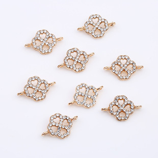 亞馬遜四葉草合金飾品配件服裝雙吊k金連接輔料飾品DIY配件外貿