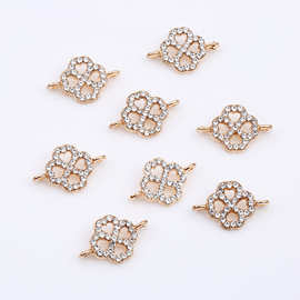 亚马逊四叶草合金饰品配件服装双吊k金连接辅料饰品DIY配件外贸