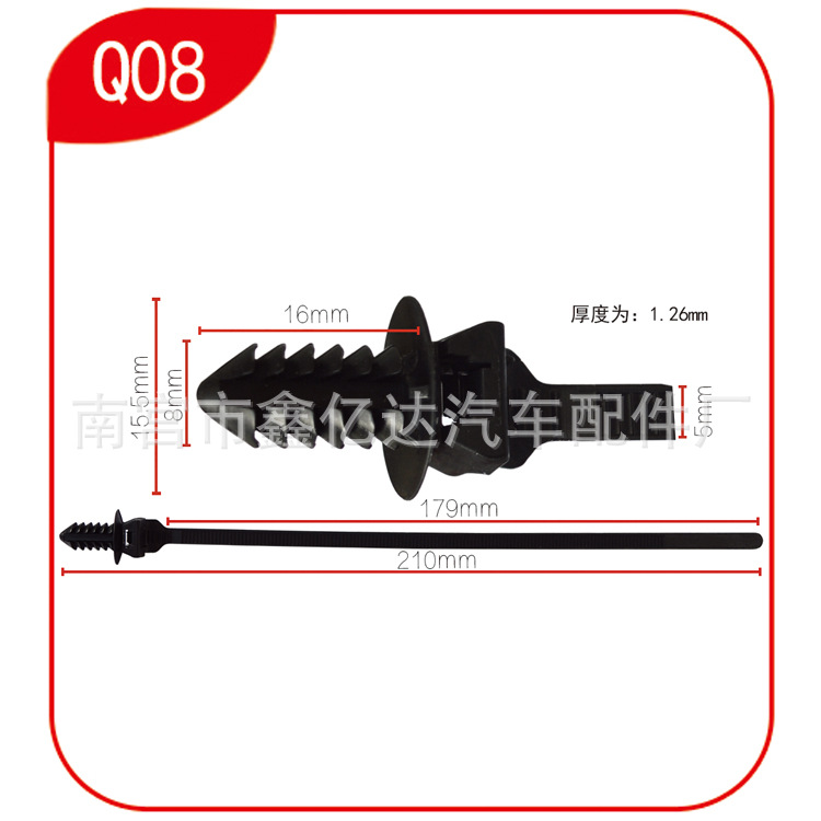 Suministro de cabeza espiral tipo abeto de nylon atadura de cables cabeza roscada tipo de perno hebilla de coche atadura de cables al por mayor Q08