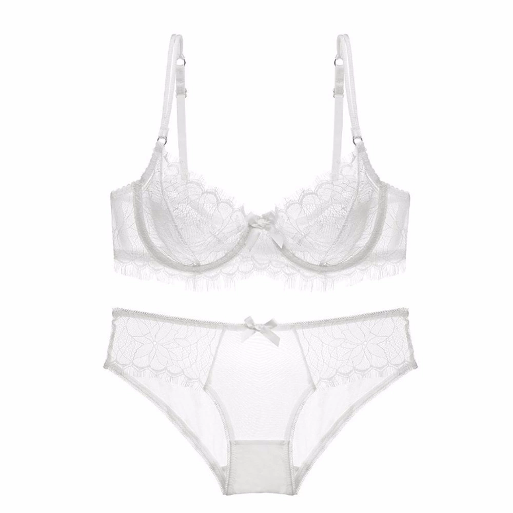 Ultra thin transparent sexy lace bra for eyelashes, underwear, set, European style