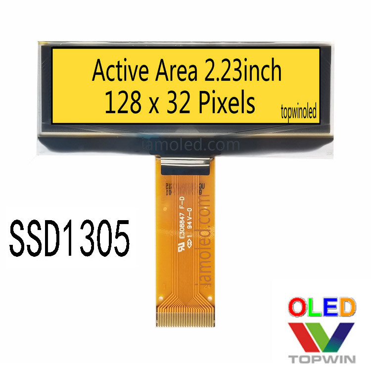 2.23英寸oled液晶显示黄色光2832ASYCG15点阵屏黄底黑字拓微省电