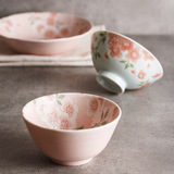 Япония импортированная танцевальная вишня серия серии керамика японской рисовой миски под глазурью цветной блюда миска