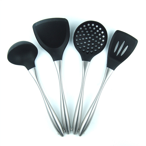 304 stainless steel non-stick spatula, fishing spoon, non-stick spatula, stainless steel silicone kitchen utensils