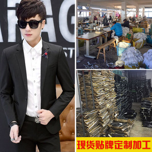 Korean Style Slim Fit Men's Casual Suits in Stock with Labels, Samples and Materials, Custom-Made and Processed Men's Suit Jackets