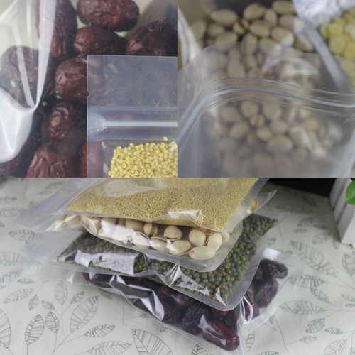 Flat bottom transparent ziplock bag dried fruit packaging bag thickened plastic food bag candy bag clip chain seal bag wholesale