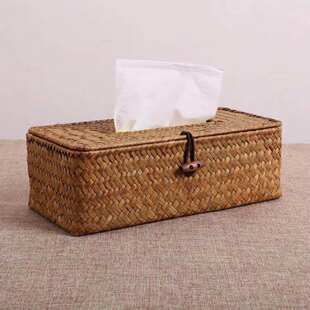 (Wholesale), table straw woven storage system, wipes for auto, storage box