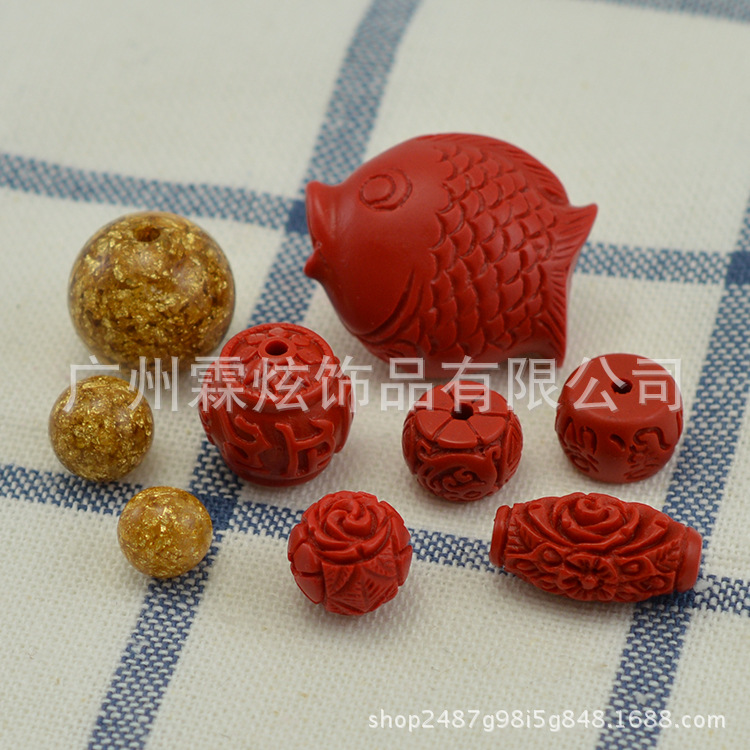 金箔珠仿朱砂隔片散珠佛珠手串diy手链项链星月金刚菩提饰品材料