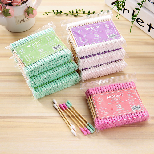 Double-ended wooden swab, sanitary cotton swab, ear cotton swab, makeup cotton swab, makeup remover, sanitary tampon swab, cotton wooden swab