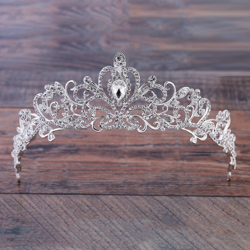 Wedding classic hair accessories, bride Korean style fashion rhinestone crown, large crown wedding headwear manufacturer wholesale