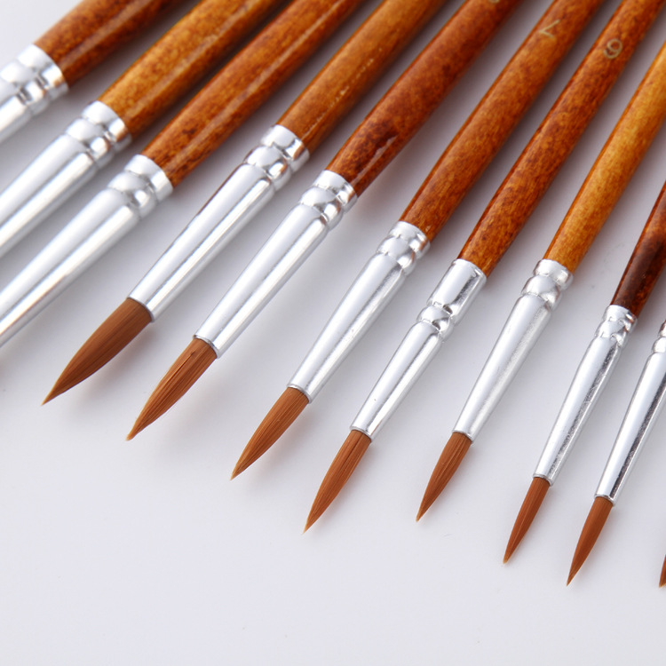 12 unids imitación Wolf tail color señaló nylon lana marrón varilla agua tiza/acuarela pluma