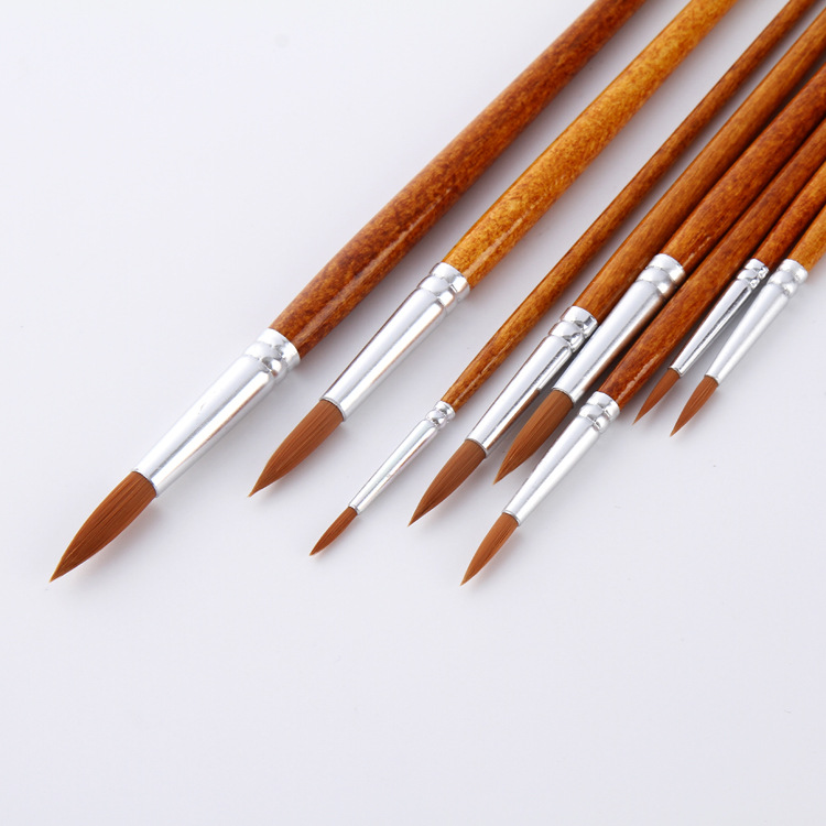 12 unids imitación Wolf tail color señaló nylon lana marrón varilla agua tiza/acuarela pluma