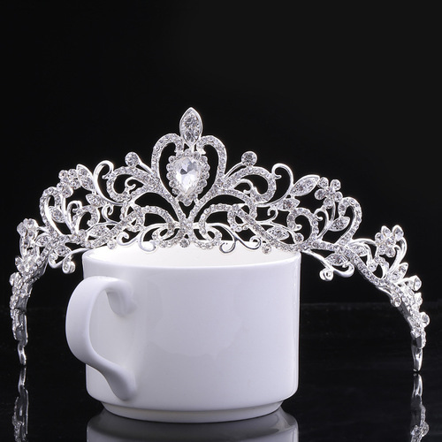 Wedding classic hair accessories, bride Korean style fashion rhinestone crown, large crown wedding headwear manufacturer wholesale