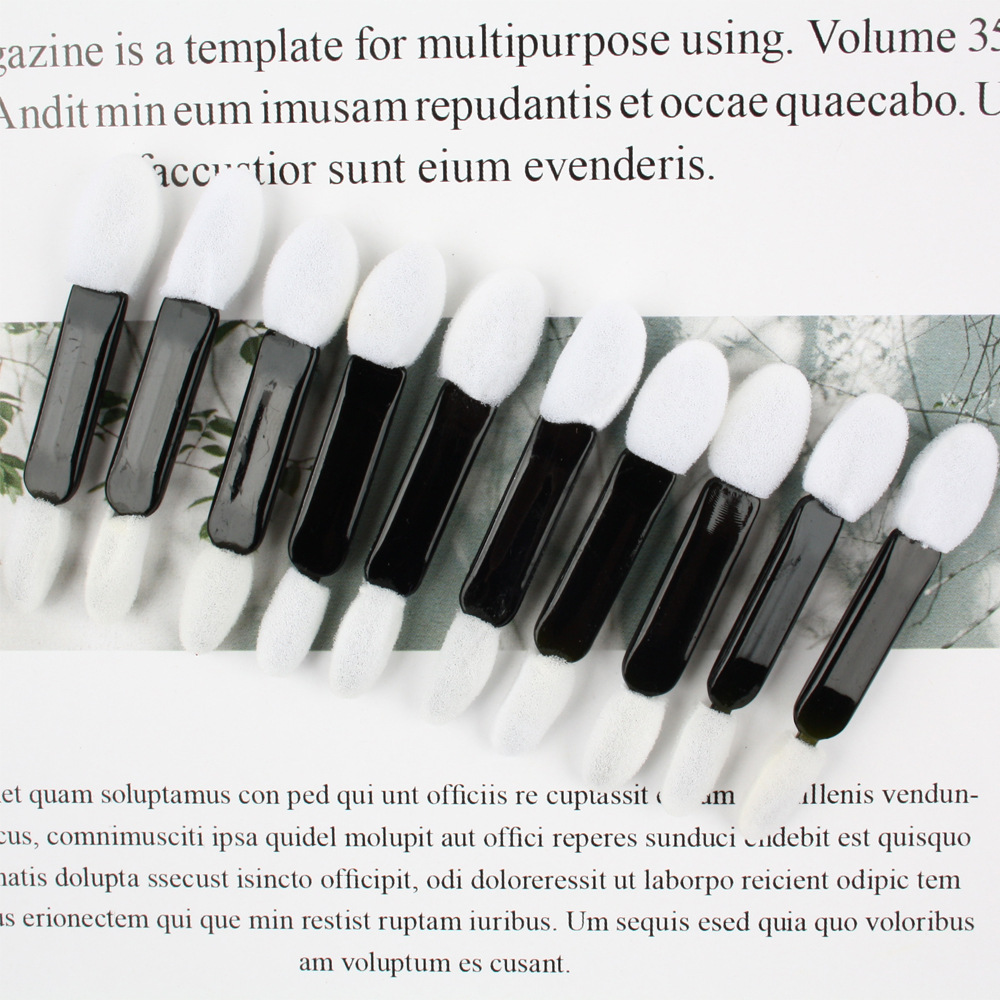 Esponja de doble cabeza palo de sombra de ojos cepillo de sombra de ojos 50 piezas un paquete desechable cepillo de sombra de ojos herramientas de belleza