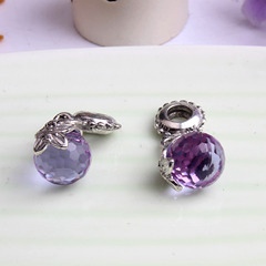 時尚紫色水晶寶石吊墜項鍊配件 復古個性DIY寶石掛件鑰匙扣配件