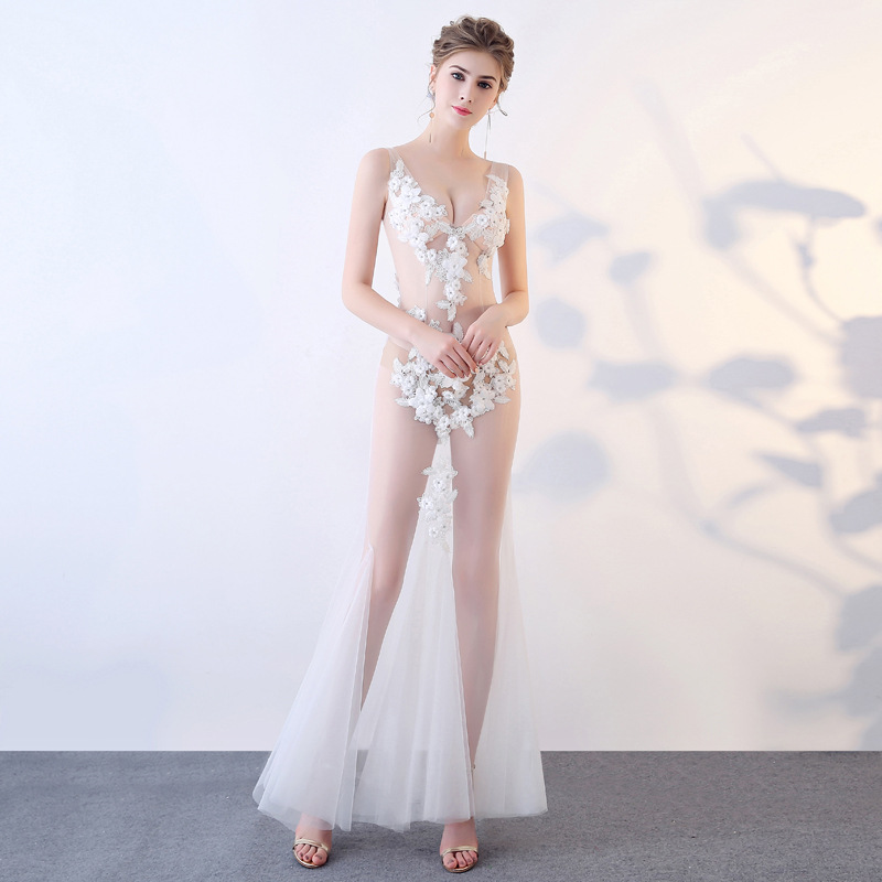 G1018/sexy see-through dress evening dress nightclub Women's mesh lace transparent costume