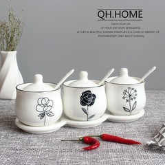 調料盒套裝家用組合裝廚房用品調味罐鹽盒子收納盒佐料盒陶瓷歐式