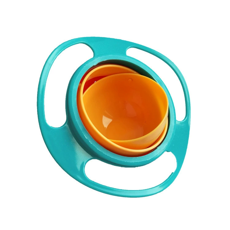 NAHE Flying Saucer Balance Bowl - 360° Gyro No-Spill Baby Bowl for Kids, Anti-Sprinkle, Red/Blue