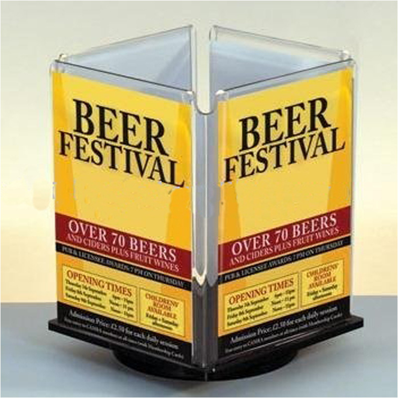 四面旋转展示牌压克力酒水牌亚克力广告桌牌菜单牌 定 制生产