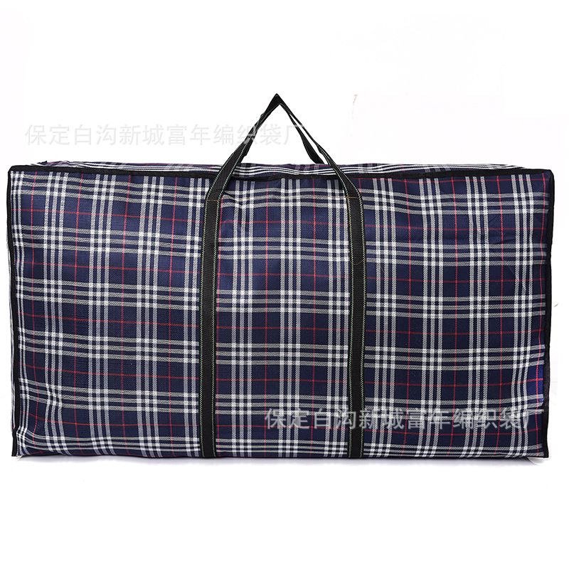 Large-Capacity Thickened Plaid Printed Waterproof Luggage Bag, Packaging Travel Storage Bag, Oxford Cloth Moving Woven Bag