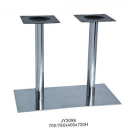 不锈钢长方形双柱钢脚餐桌子脚西餐厅曲木桌脚桌架厂家货源